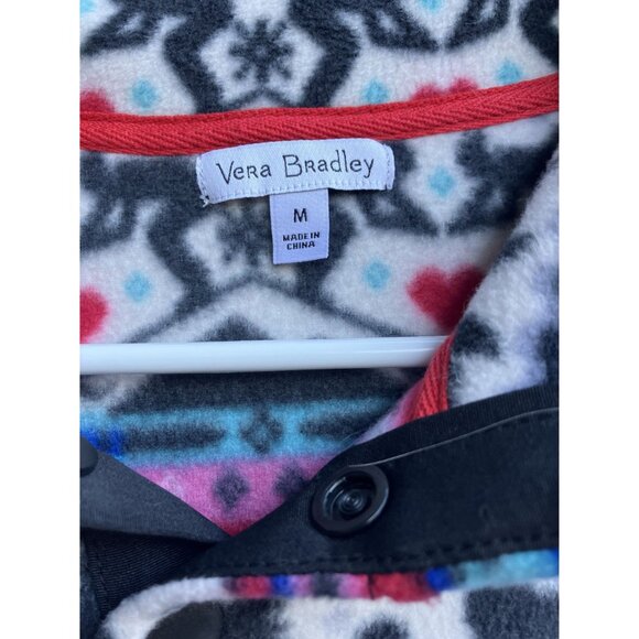 Vera Bradley Nordic Fair Isle Fleece Popover Snap Top Size M Pockets Cozy Soft - Picture 2 of 7